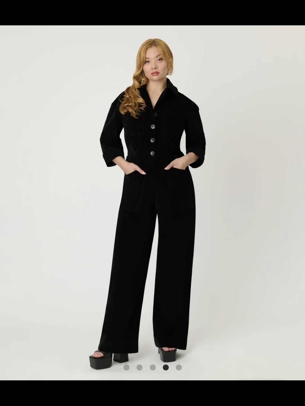 NWT 1X Black Wide-Leg Corduroy Jumpsuit